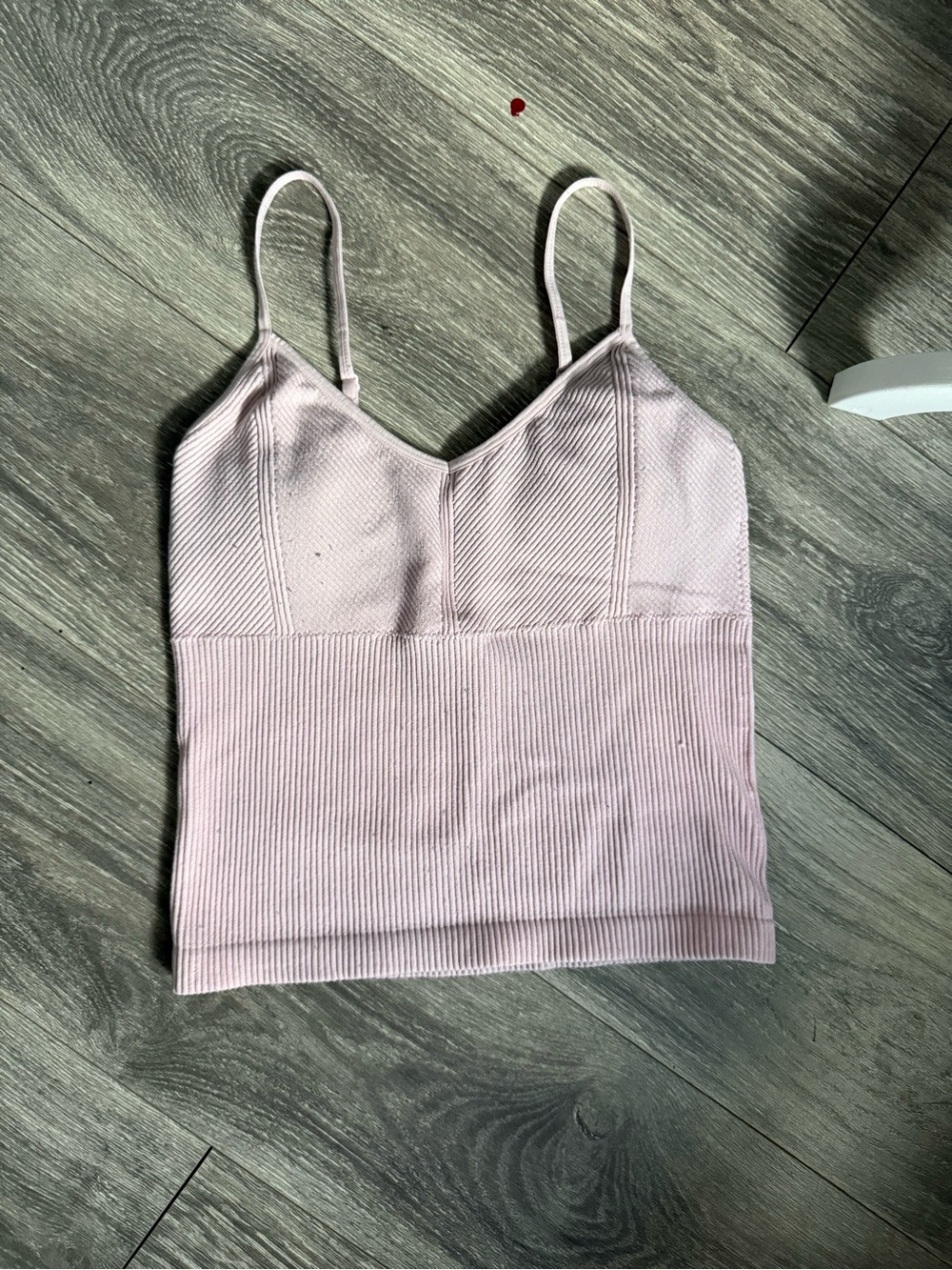 No Boundaries Light Pink Ribbed Spaghetti Strap Crop Cami